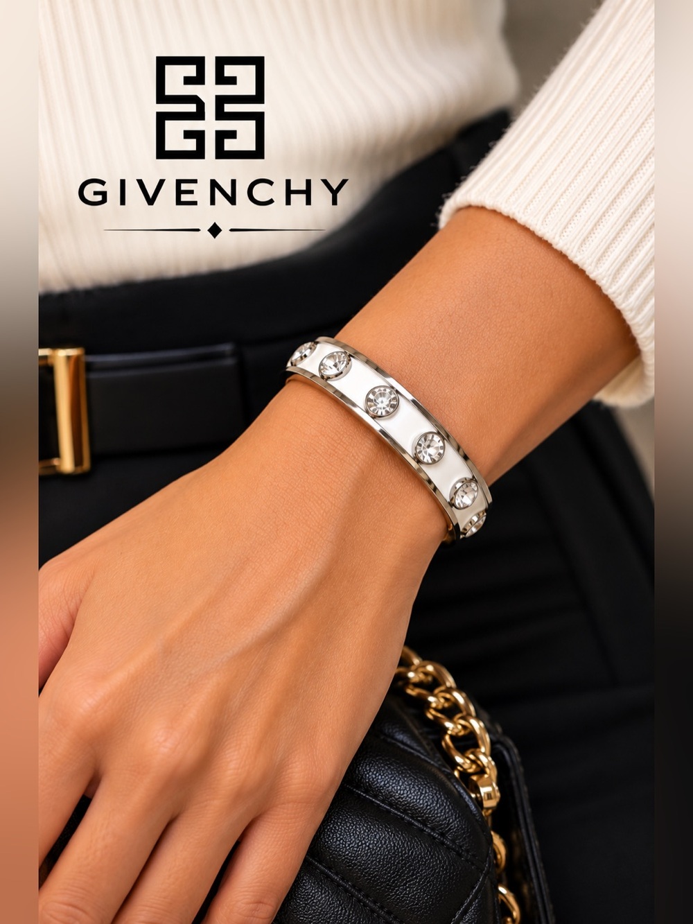 GIVENCHY Vintage Runway Cuff Bracelet with Swarovski Crystals